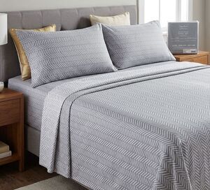 Signature Collection King Sheet Set Gray Chevron Brushed Microfiber New Bedding